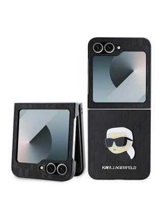 Karl Lagerfeld PU Saffiano Monogram Karl Head Zadní Kryt pro Samsung Galaxy Z Flip 6 Black