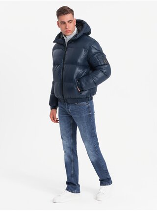 Pánská teplá bunda s žebrovanými lemy Ombre Clothing