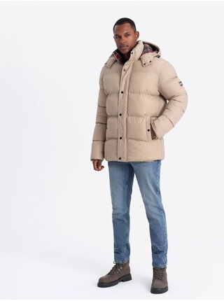 Pánska bunda s kockovanou podšívkou Ombre Clothing