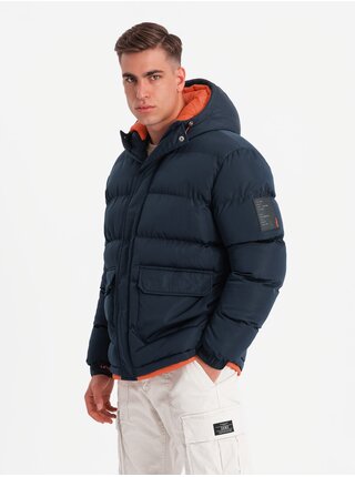 Pánská sportovní teplá bunda s dvojitou kapucí Ombre Clothing