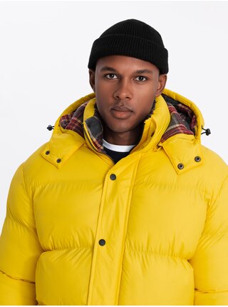 Pánska bunda s kockovanou podšívkou Ombre Clothing