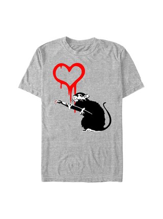 Melírované šedé tričko Banksy (Brandalised) Bansky Love Rat