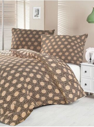 Saténové francouzské povlečení Luxury Collection 1+2, 200x200, 70x90cm Carero béžové Kvalitex