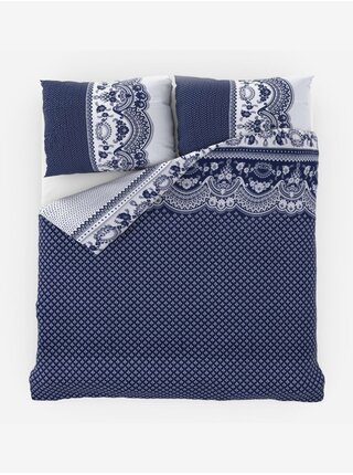 Francouzské bavlněné povlečení Standard Canzone modré 200x200, 70x90cm Kvalitex