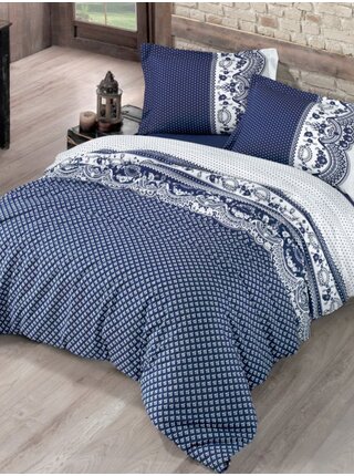 Francouzské bavlněné povlečení Standard Canzone modré 240x200, 70x90cm Kvalitex