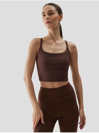 Dámský crop top na jógu z recyklovaných materiálů 4F - hnědý