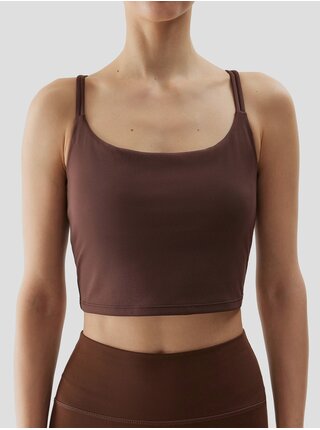 Dámský crop top na jógu z recyklovaných materiálů 4F - hnědý