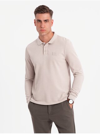 Pánske polo tričko s dlhým rukávom Ombre Clothing