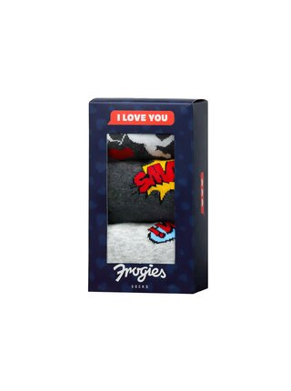 Pánské ponožky Frogies I Love You 3P šedá | kaki 39-42 Frogies