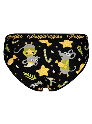 Dámske kalhotky Mice Christmas - Frogies černá | krémová S Frogies