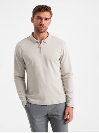 Pánske polo tričko s dlhým rukávom Ombre Clothing