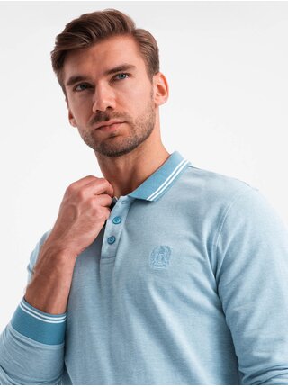 Pánské polo tričko s dlouhým rukávem Ombre Clothing