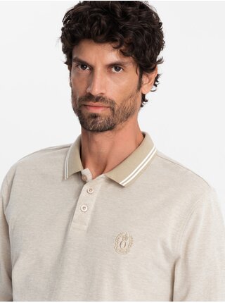 Pánské polo tričko s dlouhým rukávem Ombre Clothing