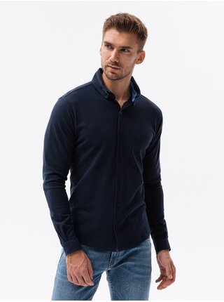 Pánská pletená slim košile s dlouhým rukávem Ombre Clothing