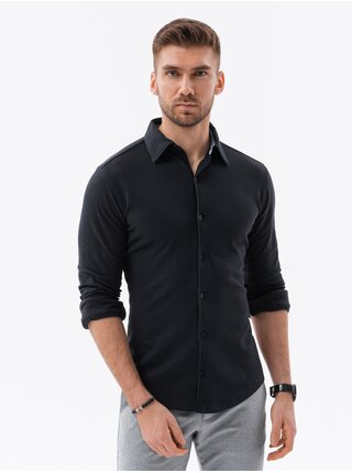 Pánská pletená slim košile s dlouhým rukávem Ombre Clothing