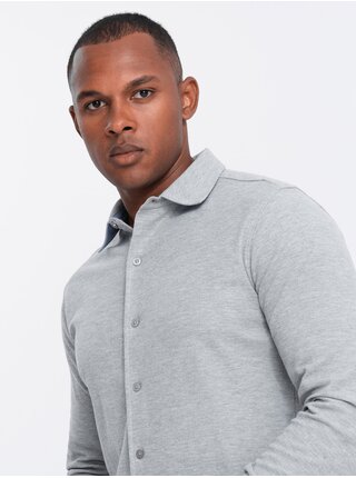 Pánská pletená slim košile s dlouhým rukávem Ombre Clothing