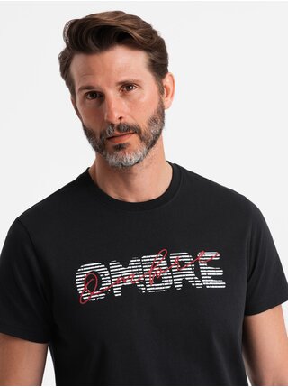 Pánské bavlněné tričko s jemnou výšivkou Ombre Clothing