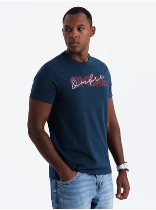 Pánske bavlnené tričko s jemnou výšivkou Ombre Clothing