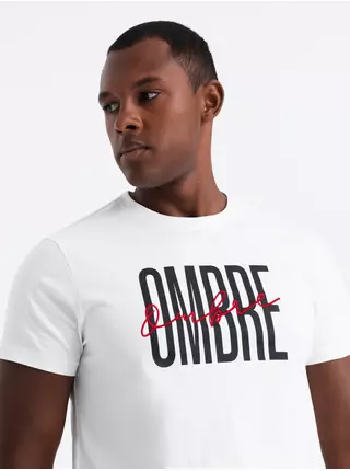 Pánske bavlnené tričko s jemnou výšivkou Ombre Clothing