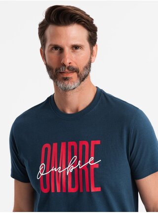 Pánske bavlnené tričko s jemnou výšivkou Ombre Clothing