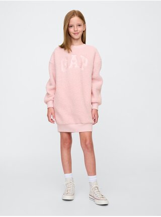 Dětské mikinové oversize sherpa šaty s logem GAP