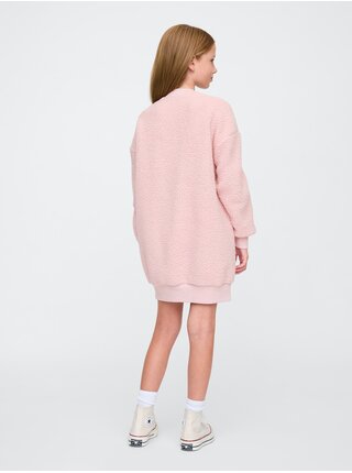 Dětské mikinové oversize sherpa šaty s logem GAP