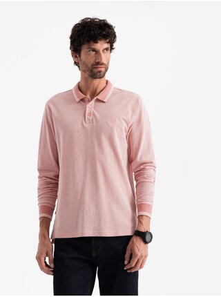 Pánské polo tričko s dlouhým rukávem a výšivkou Ombre Clothing