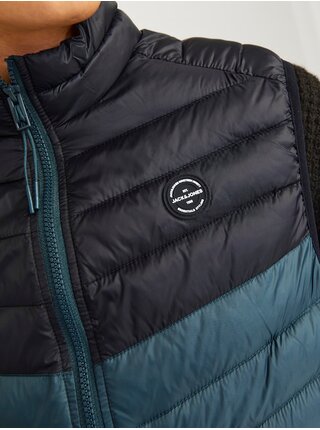 Černo-modrá pánská prošívaná vesta Jack & Jones