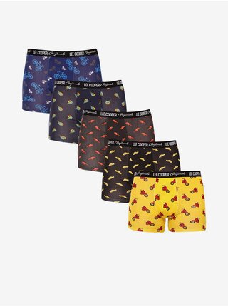 Sada pěti pánských vzorovaných boxerek v žluté, černé a modré barvě Lee Cooper 