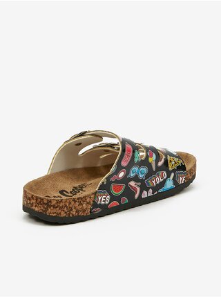 Černé holčičí vzorované pantofle Lee Cooper