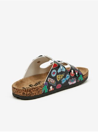 Černé holčičí vzorované pantofle Lee Cooper