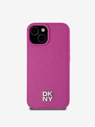 PU Leather Repeat Pattern Stack Logo Magsafe Zadní Kryt pro iPhone 15 Pink DKNY
