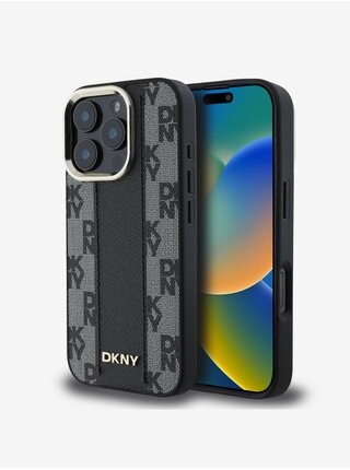 DKNY PU Leather Checkered Pattern Magsafe Zadní Kryt pro iPhone 16 Pro Black