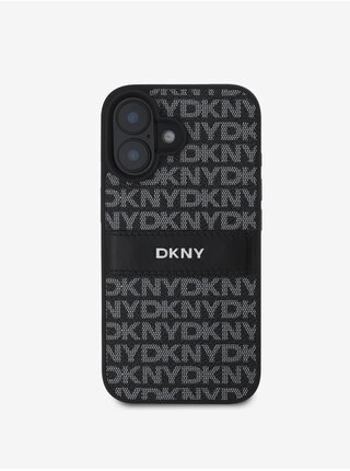 DKNY PU Leather Repeat Pattern Tonal Stripe Zadní Kryt pro iPhone 16 Plus Black