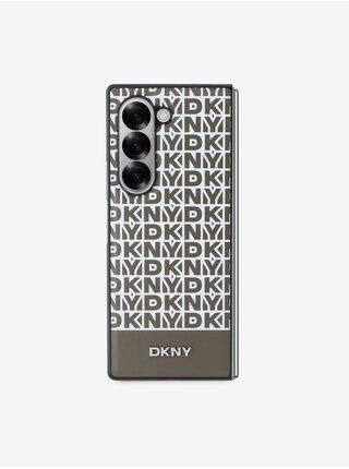 DKNY PU Leather Repeat Pattern Bottom Stripe MagSafe Zadní Kryt pro Samsung Galaxy Z Fold 6 Brown
