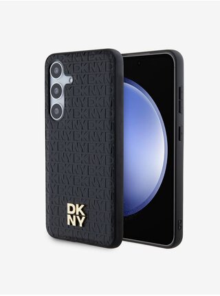 DKNY PU Leather Repeat Pattern Stack Logo Magsafe Zadní Kryt pro Samsung Galaxy S24+ Black