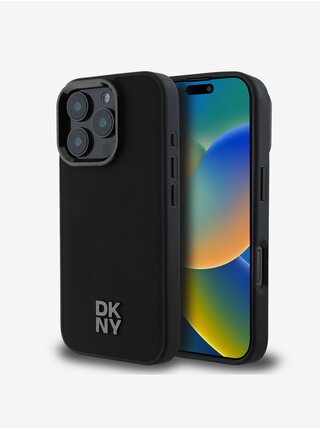 DKNY PU Leather Stack Logo Magsafe Zadní Kryt pro iPhone 16 Pro Max Black