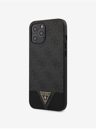 Guess PU 4G Triangle Zadní Kryt pro iPhone 12 Pro Max 6.7 Grey