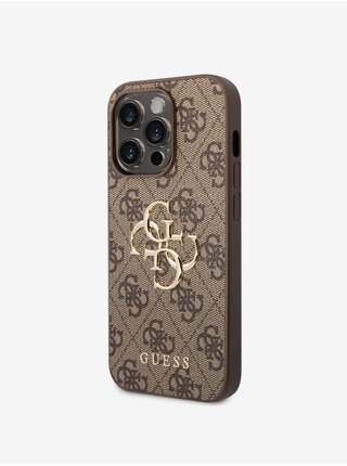 Guess PU 4G Metal Logo Zadní Kryt pro iPhone 15 Pro Brown