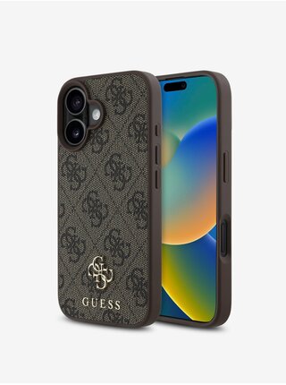 Guess PU 4G Small Metal Logo MagSafe Zadní Kryt pro iPhone 16 Brown