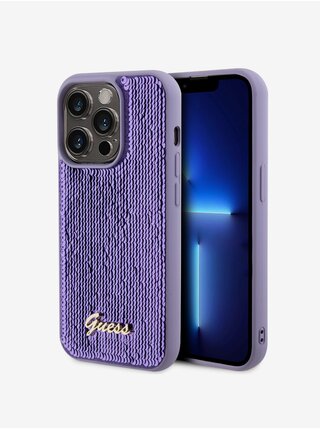 Guess Sequin Script Logo Zadní Kryt pro iPhone 15 Pro Max Purple