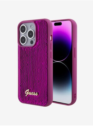 Guess Sequin Script Logo Zadní Kryt pro iPhone 15 Pro Max Magenta