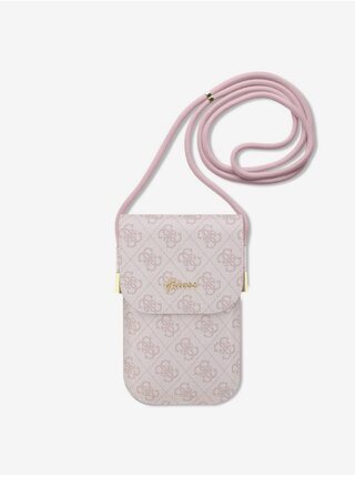 Guess PU 4G Metal Logo Script Taška na Telefon Pink