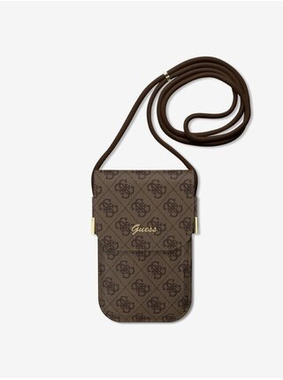 Guess PU 4G Metal Logo Script Taška na Telefon Brown