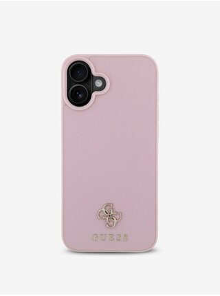Guess PU Grained 4G Small Metal Logo MagSafe Zadní Kryt pro iPhone 16 Pink