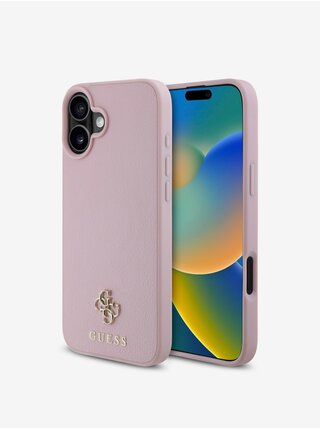 Guess PU Grained 4G Small Metal Logo MagSafe Zadní Kryt pro iPhone 16 Pink