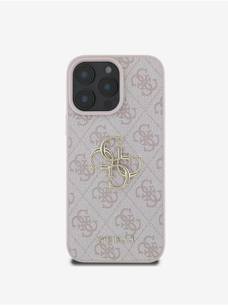 Guess PU 4G Metal Logo Zadní Kryt pro iPhone 16 Pro Pink