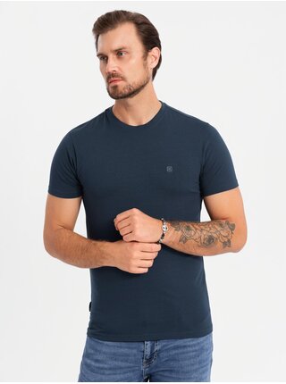 Sada tří kusů pánských bavlněncýh triček BASIC s kulatým výstřihem Ombre Clothing