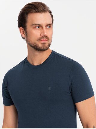 Pánske bavlnené tričko vo farbách trikolóry - biela a tmavo modrá V3 OM-TSCT-0174 Ombre Clothing