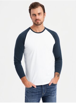 Pánske tričko s potlačou a dlhým rukávom - čierne V1 OM-LSPT-0119 Ombre Clothing